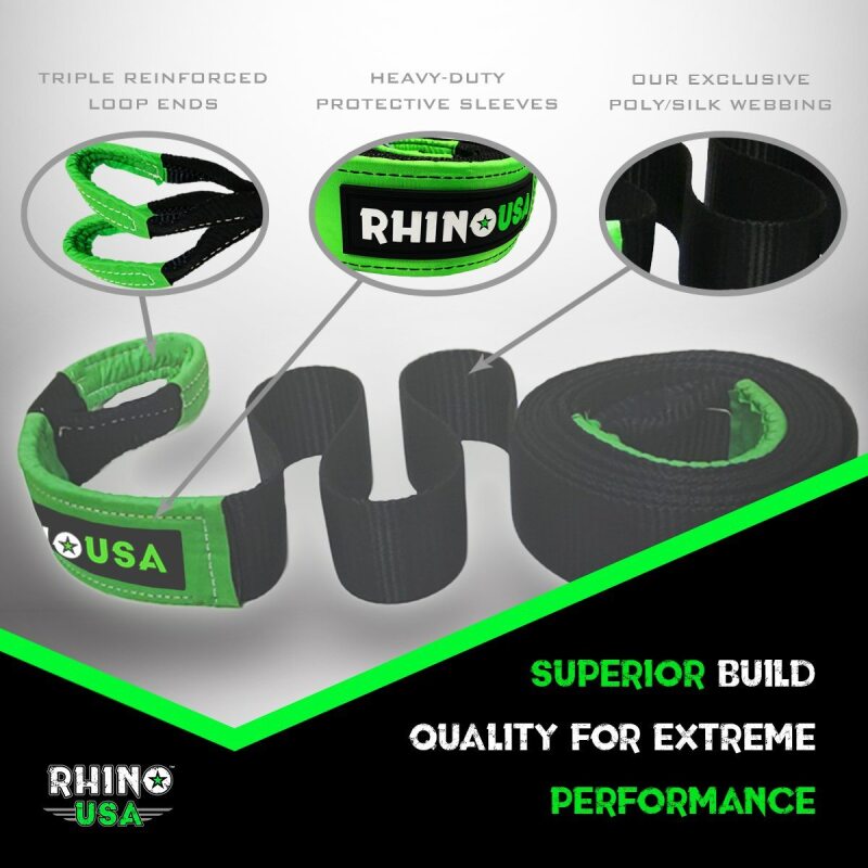 Rhino USA 30Ft Tow Strap/Shackles Combo Rhino USA Shackle Kits  AXOPROS