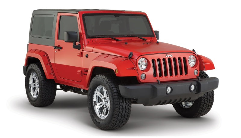 Bushwacker 07-18 Jeep Wrangler Pocket Style Flares 2pc Fits 2-Door Sport Utility Only - Black Bushwacker Fender Flares  AXOPROS
