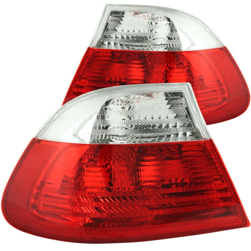ANZO 2000-2003 BMW 3 Series E46 Taillights Red/Clear ANZO Tail Lights  AXOPROS