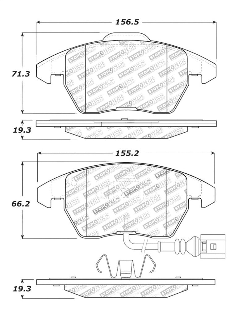 StopTech Performance 06-10 Audi A3 / 08-10 Audi TT / 06-09 VW GTI / 05-10 Jetta Front Brake Pads Stoptech Brake Pads - Performance  AXOPROS