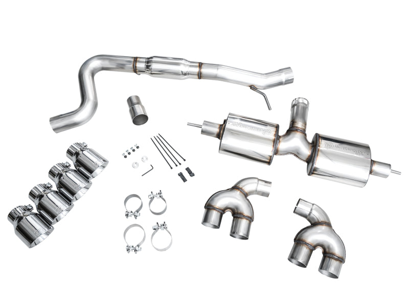 AWE MK8 Volkswagen Golf R 3in Touring Edition Quad Exhaust - Chrome Silver Tips AWE Tuning Catback  AXOPROS