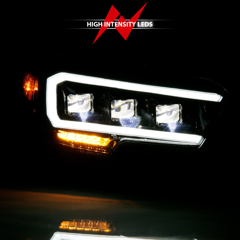 ANZO 2016-2018 Toyota Tacoma LED Projector Headlights Plank Style Black w/ Amber ANZO Headlights  AXOPROS