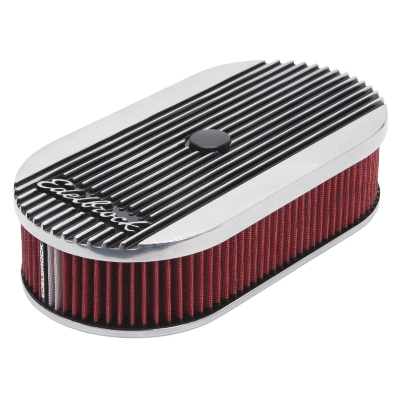 Edelbrock Air Cleaner Elite II Oval Single 4-Bbl Carb 2 5In Red Element Polished Edelbrock Air Filters - Universal Fit  AXOPROS