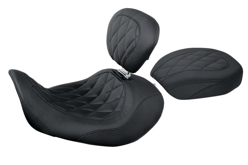 Mustang 06-17 Harley Dyna Wide Tripper Forward Passenger Seat Diamond Stitch - Black Mustang Motorcycle Passenger Motorcycle Seats  AXOPROS