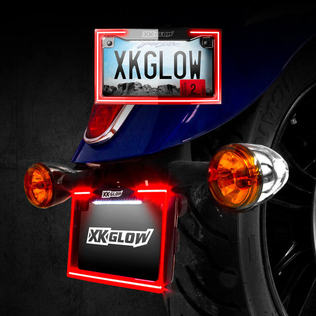 XK Glow Motorcycle License Plate Frame Light w/ Turn Signal - Black XKGLOW Light Accessories and Wiring  AXOPROS