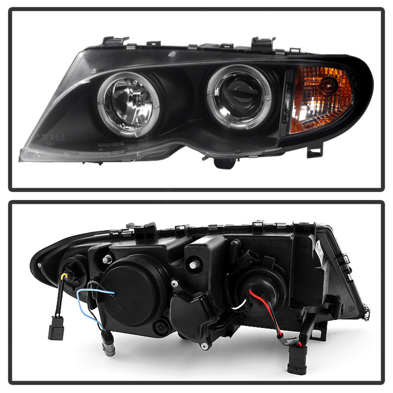Spyder BMW E46 3-Series 02-05 4DR Projector Headlights 1PC LED Halo Blk PRO-YD-BMWE4602-4D-AM-BK SPYDER Headlights  AXOPROS