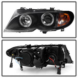Spyder BMW E46 3-Series 02-05 4DR Projector Headlights 1PC LED Halo Blk PRO-YD-BMWE4602-4D-AM-BK SPYDER Headlights  AXOPROS