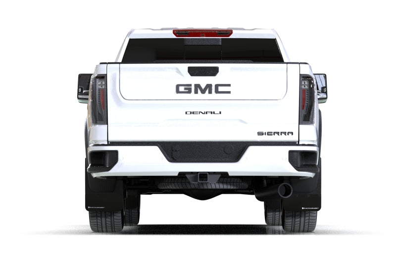 Rally Armor 20-24 GMC Sierra 2500/3500 HD Denali Black Mud Flap w/Metallic Black Logo Rally Armor Mud Flaps  AXOPROS