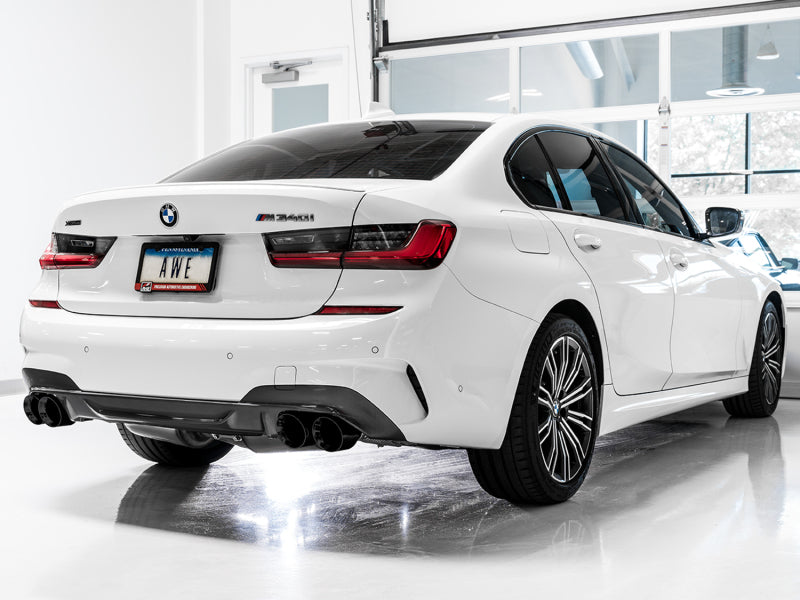 AWE Tuning 2019+ BMW M340i (G20) Resonated Touring Edition Exhaust - Quad Diamond Black Tips AWE Tuning Catback  AXOPROS