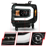ANZO 2014-2015 GMC Sierra 1500 Projector Headlights w/ Light Bar Black Housing (Halogen Type) ANZO Headlights  AXOPROS