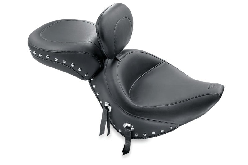 Mustang 00-15 Harley Softail Standard Rear Tire Wide Touring Recessed Passenger Seat w/Studs - Black Mustang Motorcycle Passenger Motorcycle Seats  AXOPROS