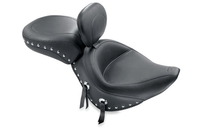 Mustang 00-15 Harley Softail Standard Rear Tire Wide Touring Recessed Passenger Seat w/Studs - Black Mustang Motorcycle Passenger Motorcycle Seats  AXOPROS