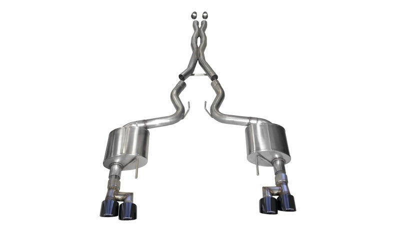 Corsa 18-23 Ford Mustang 5.0L V8 3in Sport Cat-Back Dual Rear Exit w/ 4in Black PVD Pro-Series Tips CORSA Performance Catback  AXOPROS