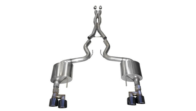 Corsa 18-23 Ford Mustang 5.0L V8 3in Sport Cat-Back Dual Rear Exit w/ 4in Black PVD Pro-Series Tips CORSA Performance Catback  AXOPROS