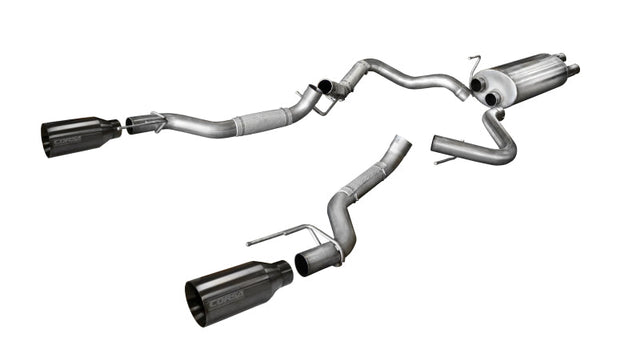 Corsa 2017-2020 Ford F-150 Raptor 3.5L Sport Cat-Back Dual Rear Exit w/ 5in Gunmetal Tip CORSA Performance Catback  AXOPROS