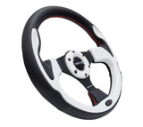 NRG Reinforced Steering Wheel (320mm) Blk w/White Trim & 4mm 3-Spoke NRG Steering Wheels  AXOPROS