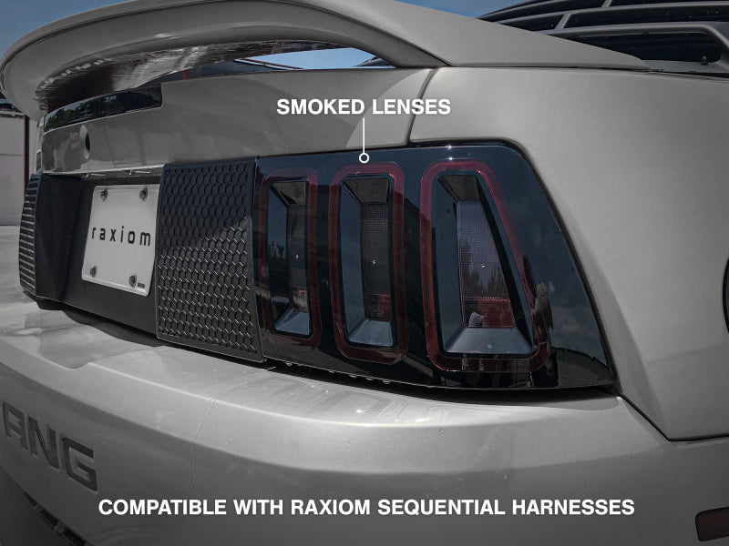 Raxiom 99-04 Ford Mustang Excluding 99-01 Cobra Icon LED Tail Lights- Black Housing (Smoked Lens) Raxiom Tail Lights  AXOPROS