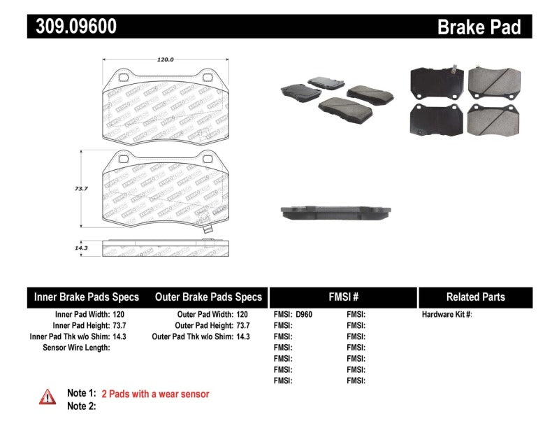 StopTech Performance 02-07 350z/G35 w/ Brembo Front Brake Pads Stoptech Brake Pads - Performance  AXOPROS