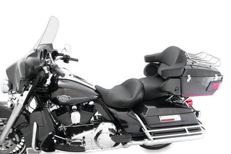 Mustang 08-21 Harley Electra Glide, Rd Glide, Rd King, Str Glide Super Touring 1PC Seat - Black Mustang Motorcycle One-Piece Motorcycle Seats  AXOPROS