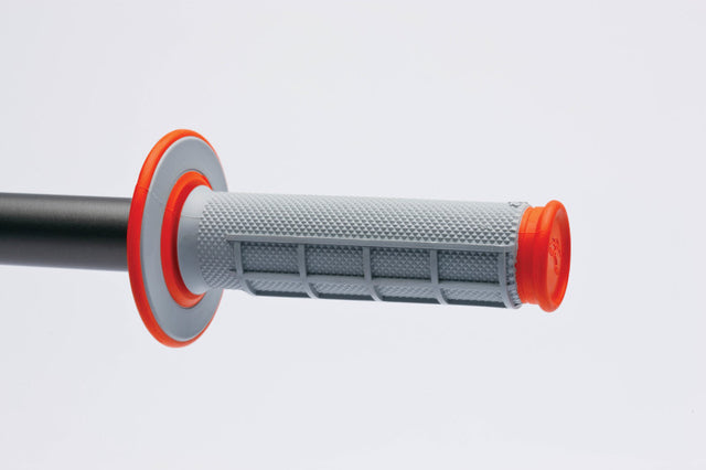 Renthal MX Dual Compound Grips 1/2 Waffle - Grey/ Orange Renthal Grips  AXOPROS