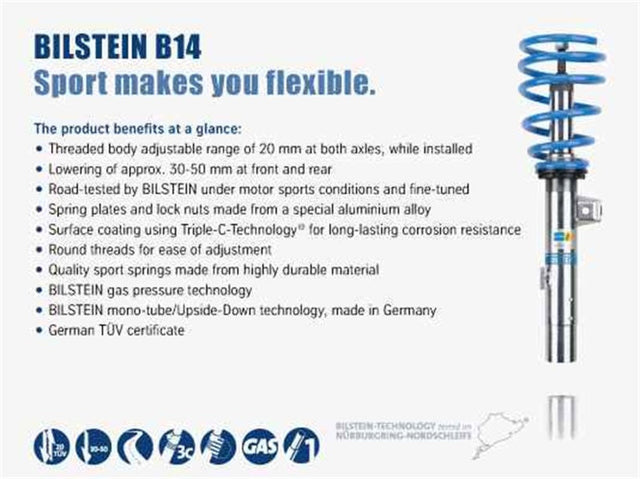 Bilstein B14 2007 Mini Cooper Base Hatchback Front and Rear Suspension Kit Bilstein Coilovers  AXOPROS