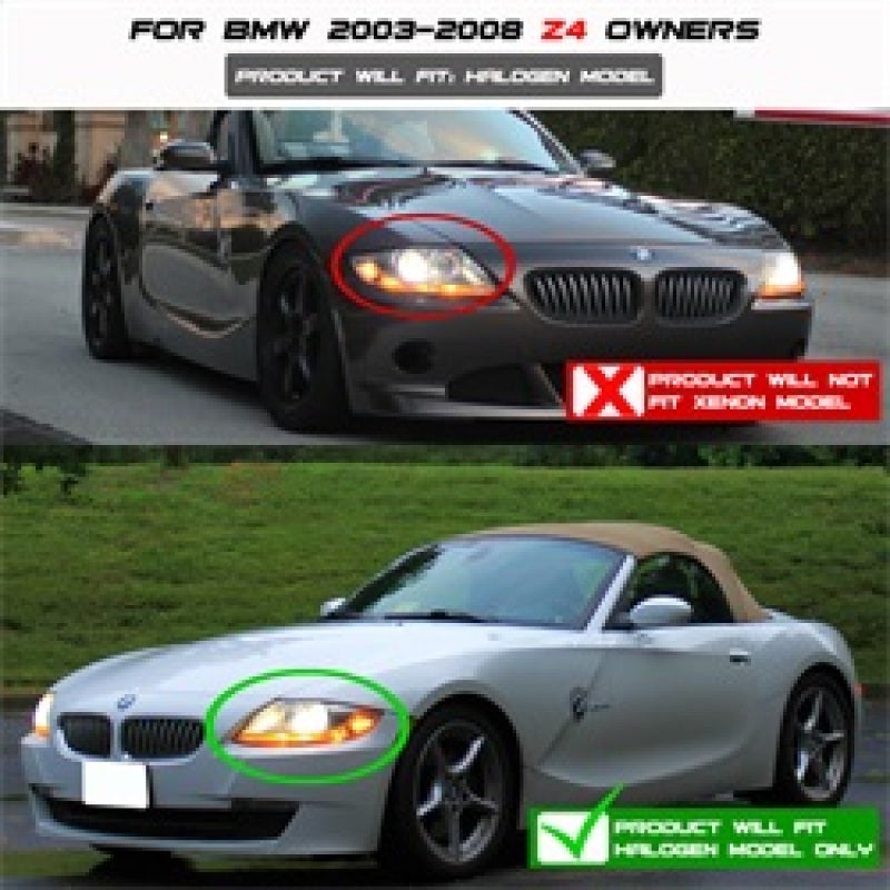 Spyder BMW Z4 03-08 Projector Headlights Halogen Model Only - LED Halo Black PRO-YD-BMWZ403-HL-BK SPYDER Headlights  AXOPROS