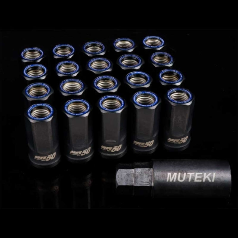 Wheel Mate Muteki HR50 Open End Lug Nuts - Black w/ Blue Ring 14x1.50 Wheel Mate Lug Nuts  AXOPROS