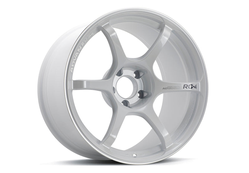 Advan RG-4 18x9 +35 5-114.3 Racing White Metallic & Ring Wheel Advan Wheels - Cast  AXOPROS