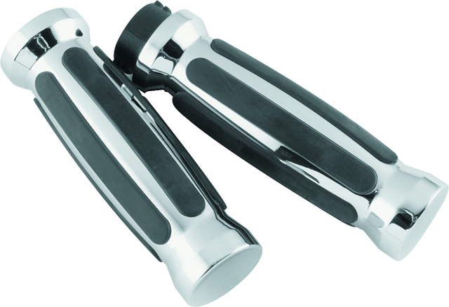 Bikers Choice 81-17 XL & Big Twin Dual Cable Chrome & Black Sensation Grips Pr Bikers Choice Grips  AXOPROS