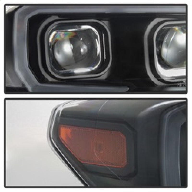 xTune Toyota Tacoma 16-18 DRL Light Bar Projector Headlights - Black PRO-JH-TTA16-LBDRL-BK SPYDER Headlights  AXOPROS