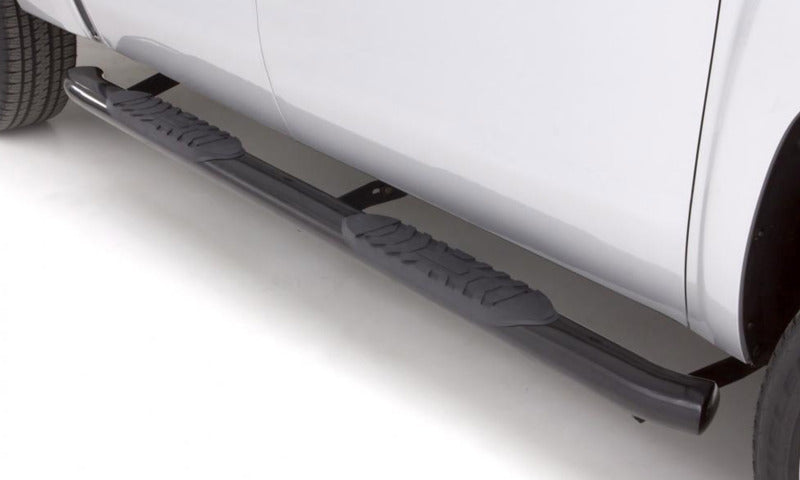 Lund 03-09 Dodge Ram 2500 Quad Cab 4in. Oval Curved Steel Nerf Bars - Black LUND Nerf Bars  AXOPROS