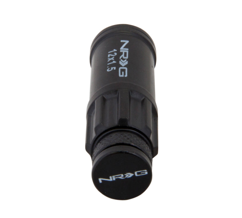 NRG 700 Series M12 X 1.5 Steel Lug Nut w/Dust Cap Cover Set 21 Pc w/Locks & Lock Socket - Black NRG Lug Nuts  AXOPROS