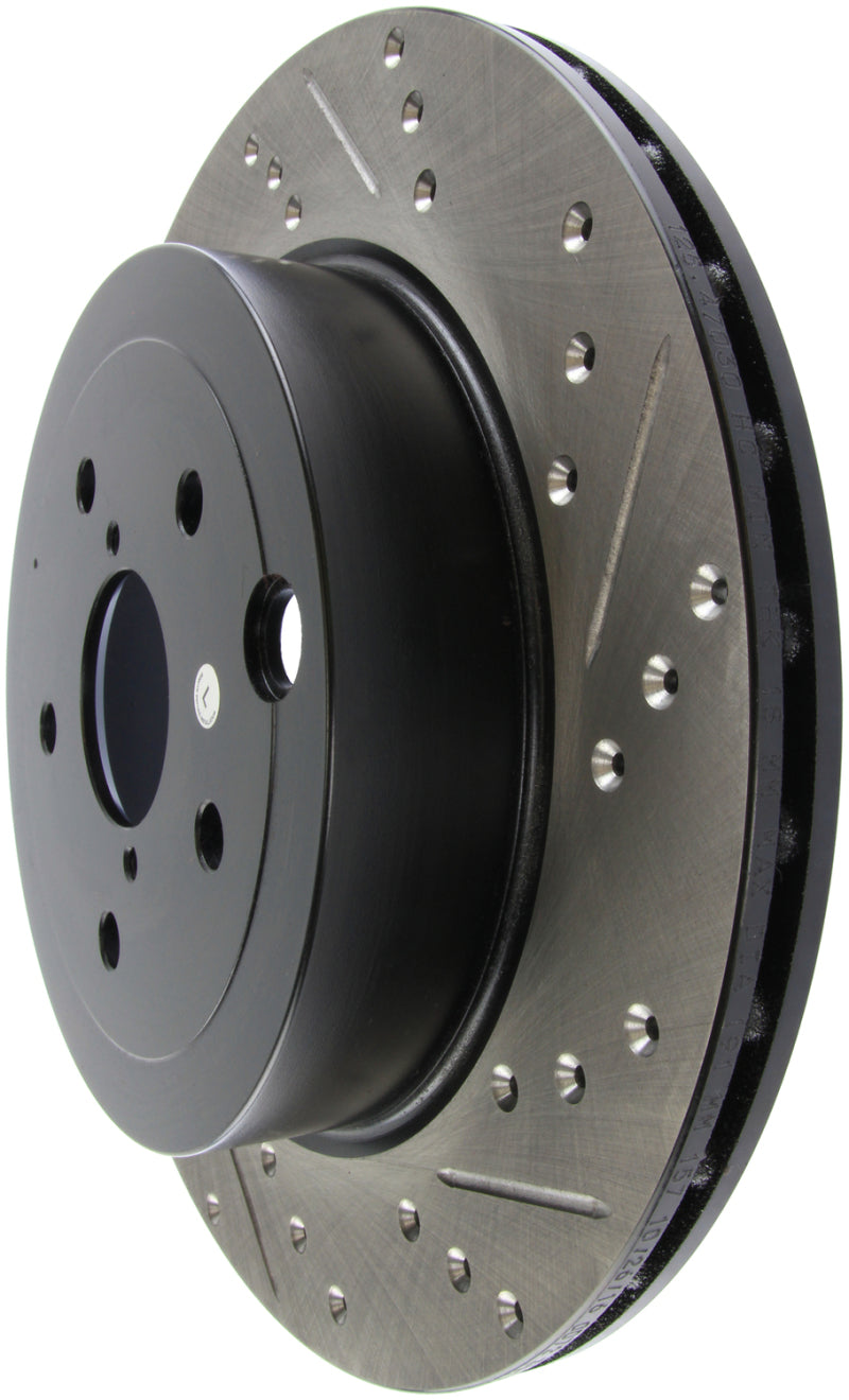 StopTech 08+ Subaru STI (Will Not Fit 05-07) Slotted & Drilled Sport Brake Rotor Stoptech Brake Rotors - Slot & Drilled  AXOPROS