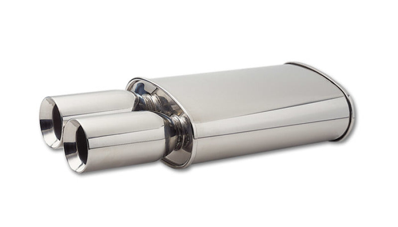 Vibrant StreetPower Oval Muffler w/ Dual 3.5in Round Tips Straight Cut Beveled Edge 2.5in inlet I.D. Vibrant Muffler  AXOPROS