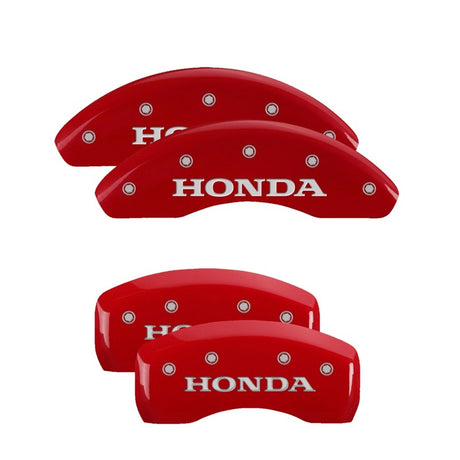 MGP 4 Caliper Covers Engraved Front & Rear Red Power Coat Finish Silver Characters - Honda MGP Caliper Covers  AXOPROS