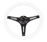 NRG Classic Wood Grain Steering Wheel (350mm) White Paint Grip w/Black 3-Spoke Center NRG Steering Wheels  AXOPROS