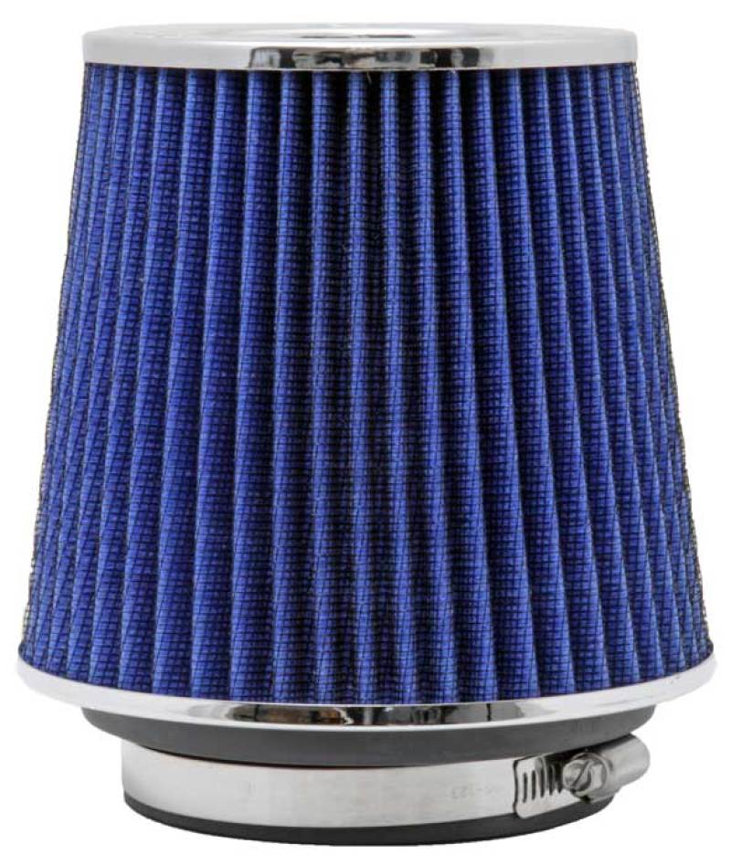 K&N Universal Air Filter Chrome Round Tapered Blue - 4in Flange ID x 1.125in Flange Length x 5.5in H K&N Engineering Air Filters - Universal Fit  AXOPROS