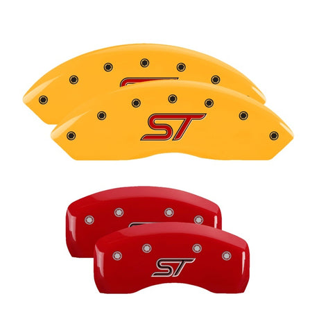 MGP 4 Caliper Covers Engraved Front & Rear ST Logo Red Finish Silver Char 2021 Ford Explorer MGP Caliper Covers  AXOPROS