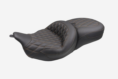 Mustang 08-25 Harley FL Touring Rd King Sp, Rd Glide Ltd, Dble Diamond Super Touring - Black/T Mustang Motorcycle One-Piece Motorcycle Seats  AXOPROS