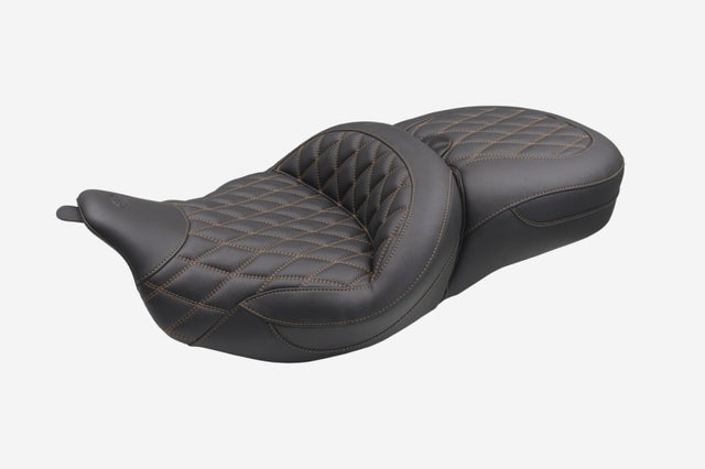 Mustang 08-25 Harley FL Touring Rd King Sp, Rd Glide Ltd, Dble Diamond Super Touring - Black/T Mustang Motorcycle One-Piece Motorcycle Seats  AXOPROS