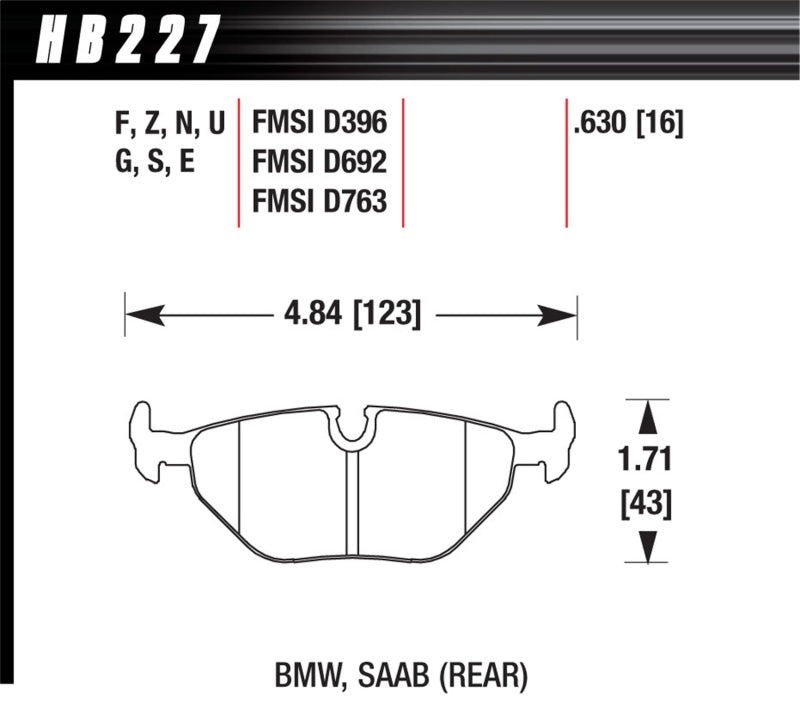 Hawk 95-99 BMW M3 E36 HP+ Street Rear Brake Pads Hawk Performance Brake Pads - Performance  AXOPROS