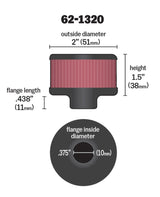 K&N Clamp On Rubber Base Crankcase Vent Filter 0.375in Flange ID x 2in OD x 1.5in Height K&N Engineering Air Filters - Universal Fit  AXOPROS