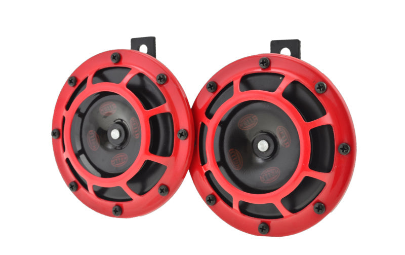 Hella Supertone Horn Kit 12V 300/500HZ Red (003399803 = 003399801) Hella Horns  AXOPROS