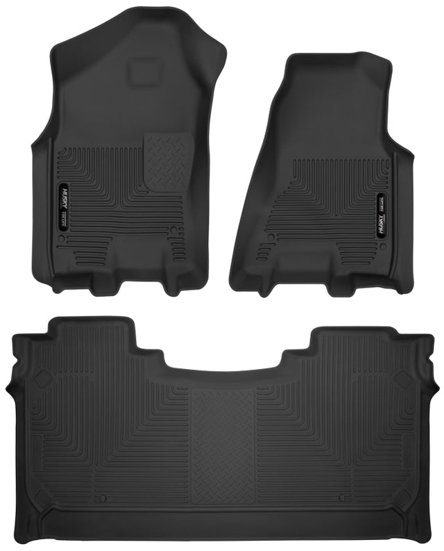 Husky Liners 19-22 Dodge Ram 1500 Crew Cab X-Act Contour Front & Second Seat Floor Liners - Black Husky Liners Floor Mats - Rubber  AXOPROS