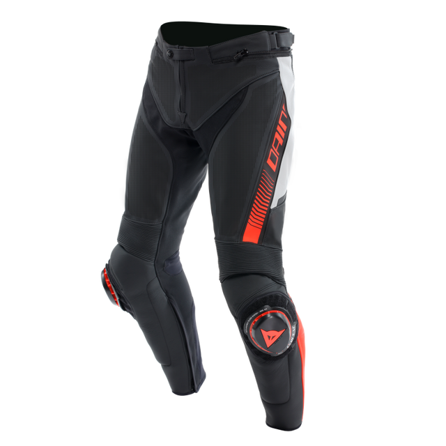 Dainese Super Speed Perforated Leather Pants Black/White/Red-Fluorescent Size - 50 Dainese Pants  AXOPROS