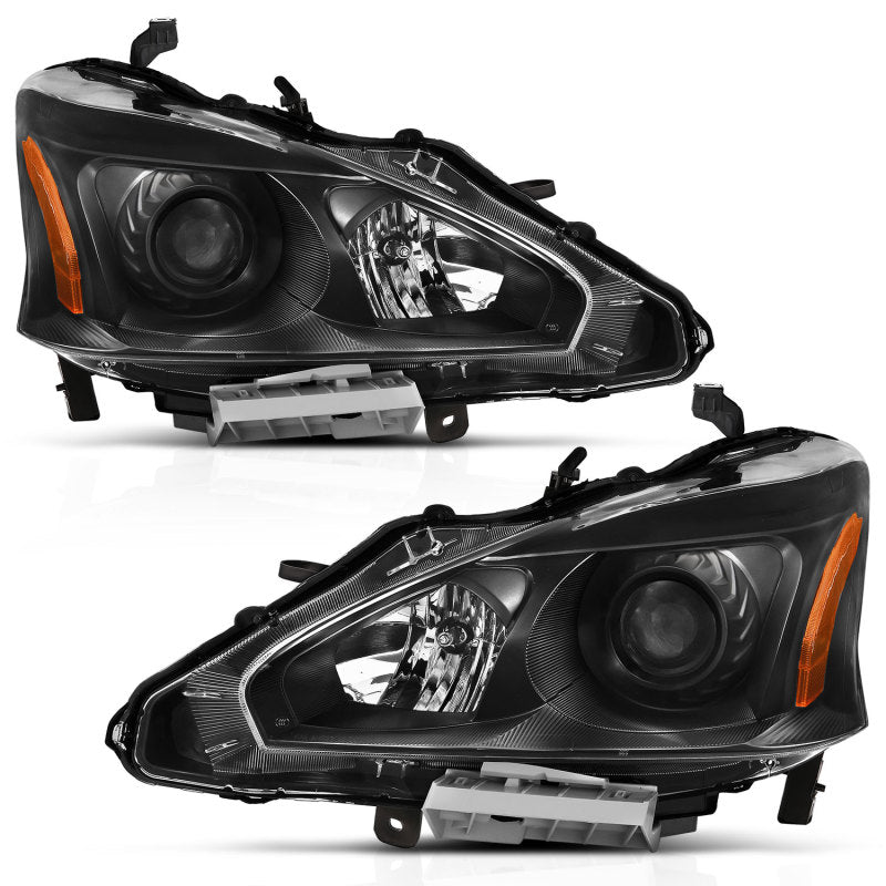 ANZO 2013-2015 Nissan Altima Projector Headlight Black Amber ANZO Headlights  AXOPROS