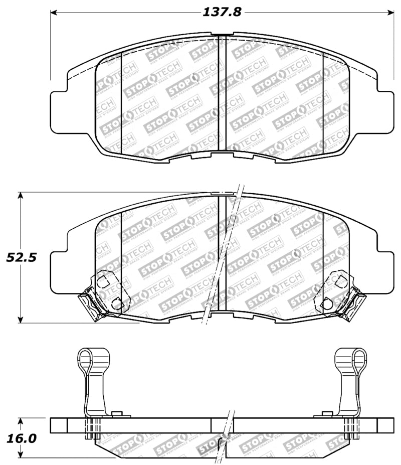 StopTech Performance 98-02 Honda Accord Coupe/Sedan 4cyl Rear Drum/Disc Front Brake Pads Stoptech Brake Pads - Performance  AXOPROS