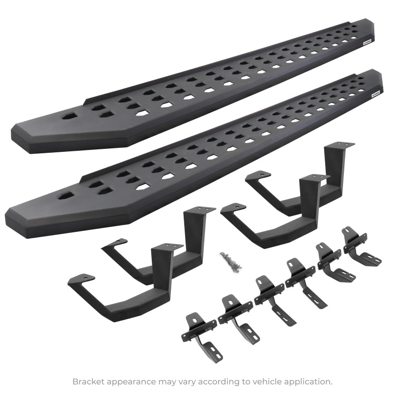 Go Rhino 2022 Toyota Tundra DC 4dr Kit w/RB20 Running Board + Brkts + 4 RB20 Drop Steps - Tex. Blk Go Rhino Running Boards  AXOPROS