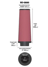 K&N Universal Rubber Filter 4inch FLG / 6inch OD-B / 4-5/8inch OD-T / 14inch H K&N Engineering Air Filters - Universal Fit  AXOPROS