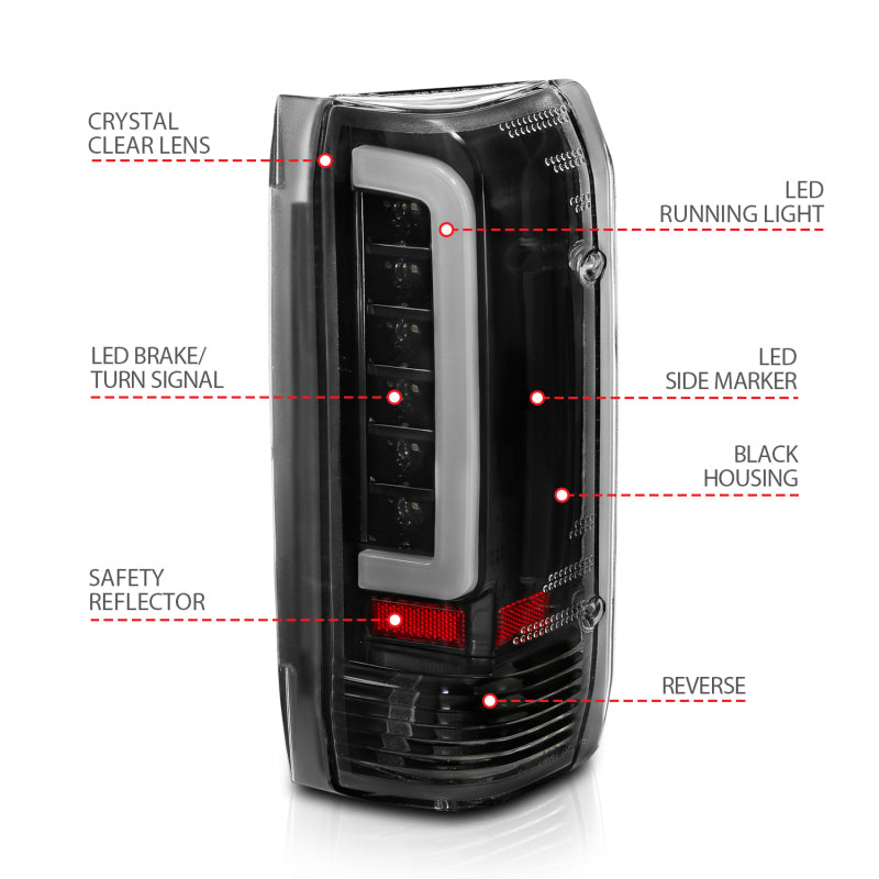 ANZO 1987-1996 Ford F-150 LED Taillights Black Housing Clear Lens (Pair) ANZO Tail Lights  AXOPROS